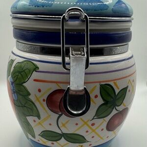 Capriware Michael’s Orchard Ceramic Canister with Fruit Design